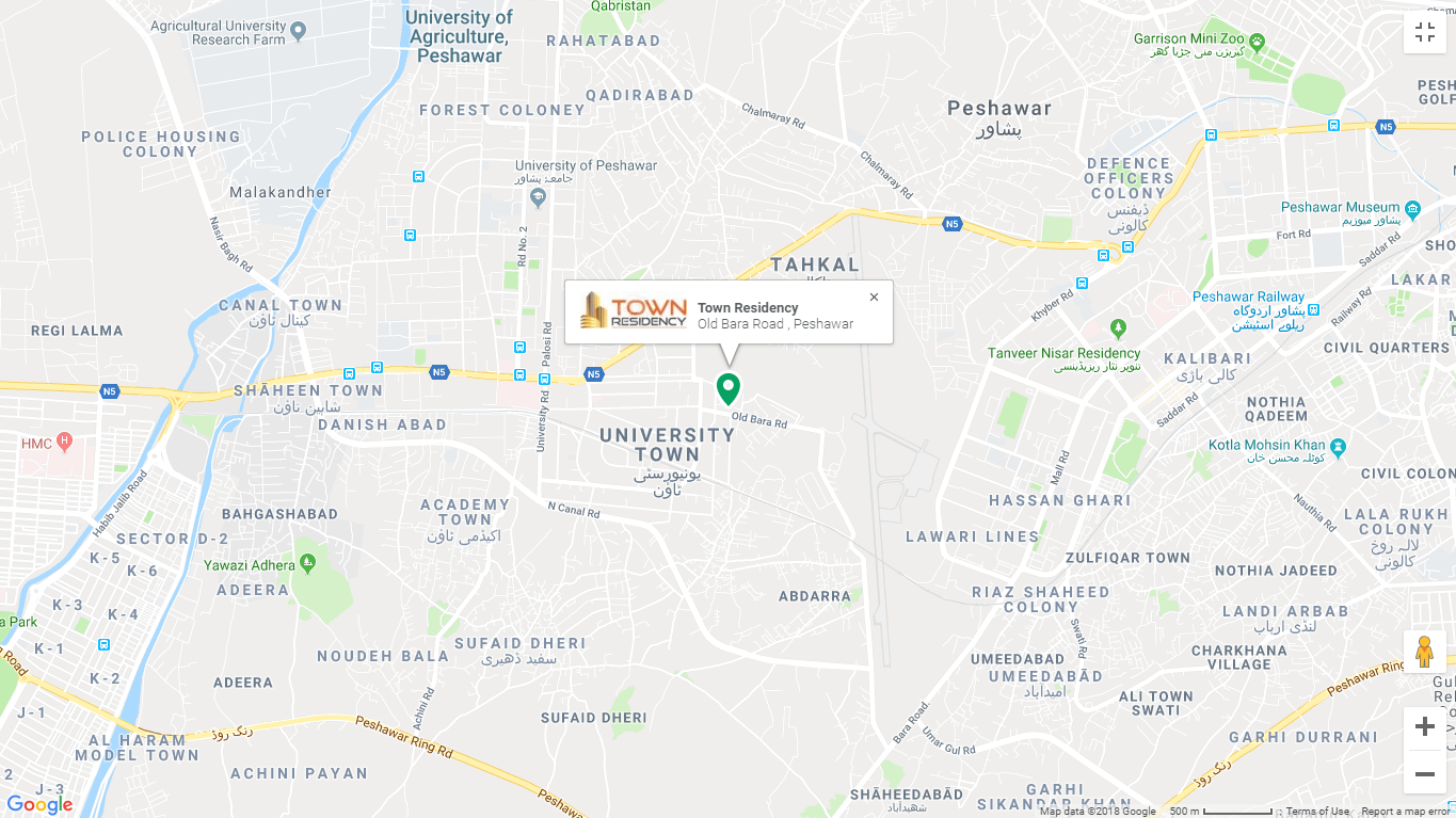 Town Residency Peshawar Location Map